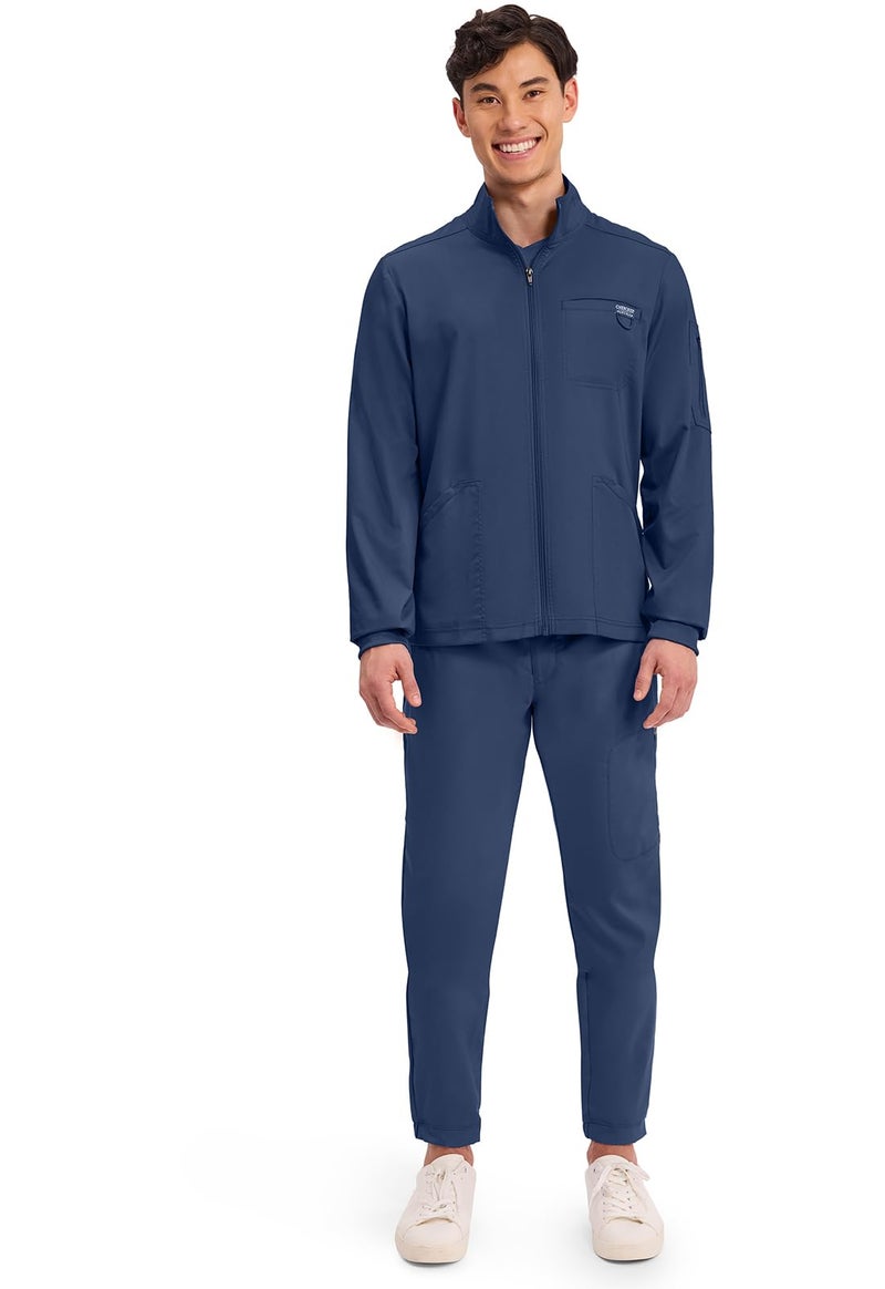 Cherokee Scrub Jacket Men's Zip Front Jacket with 5 Pockets, Bungee Loop, Rib-Knit Cuffs, Soft 2-Way Stretch Fabric Plus Size - WW320, 3XL, Navy - Image 5